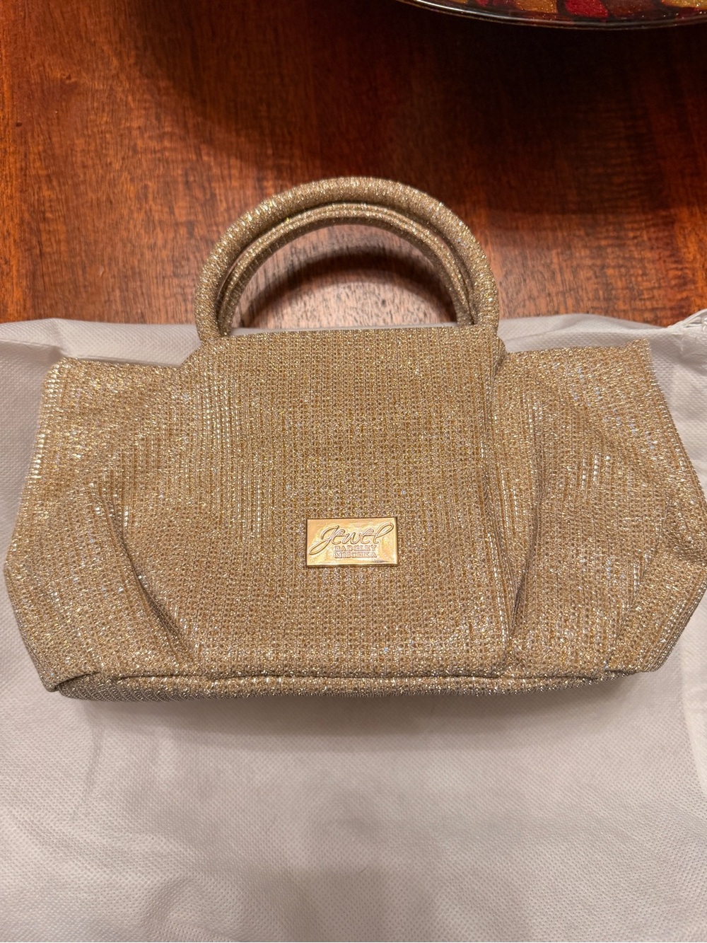 Jewel Badgley Mischka Gold Glitter Top-Handle Mini Bag